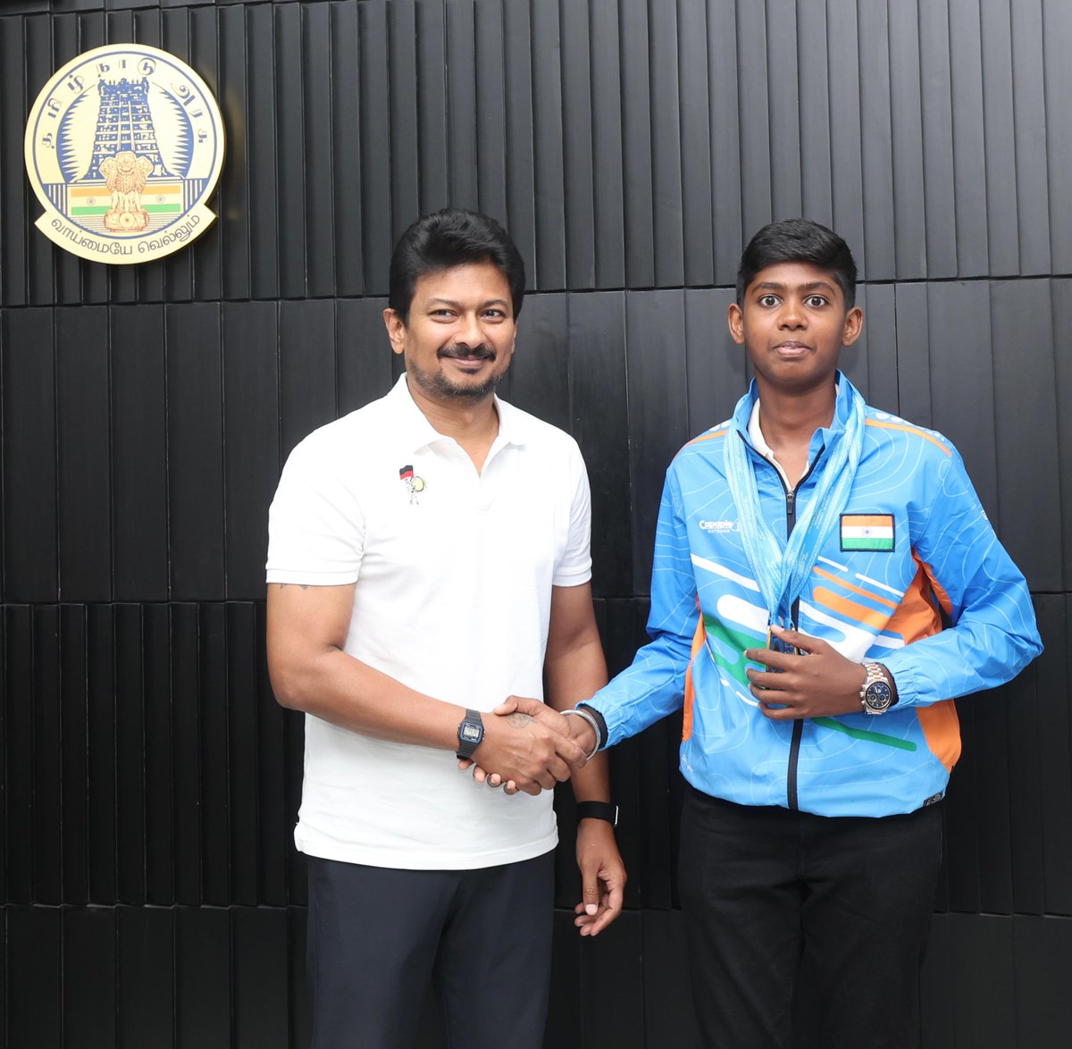 Congratulated Tamil Nadu’s young shooters for their historic achievements at the 16th Asian Shooting Championships 2025 in Kazakhstan. 

In the youth women’s events, Nilaa Rajaa Baalu bagged individual silver and team gold, Anthra Rajasekar earned individual bronze and team gold.