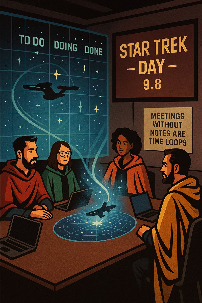 cspgeeks's tweet photo. Happy #StarTrekDay 🚀 Today we ship where no backlog has gone—pick one tiny ticket, warp it to Done, and log the stardate (meetings without notes are time loops). What’s your 1-warp win by EOD?#cspgeeks #startrekday  #devlife #webdesign #itsupport #digitalmarketing #smallbusiness https://t.co/Jv7L8Reo5Y