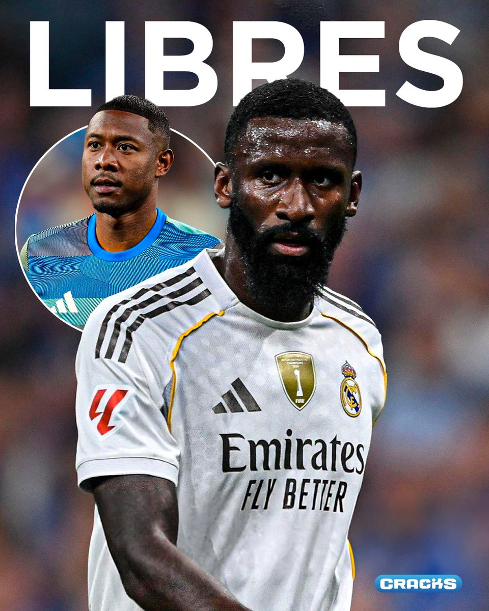 cracks_oficial's tweet photo. ABANDONAN EL MADRID ⚪️

Según AS, Alaba y Rüdiger quedarán libres en junio 2026: el club no planea renovarlos.

La salida de Alaba sería por las lesiones 👀 https://t.co/MMXxtkSpCz