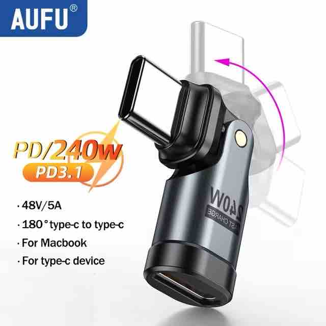 AUFU USB Type-C アダプター 240W 180 °   x3 【¥186】-アリエク特価アラート