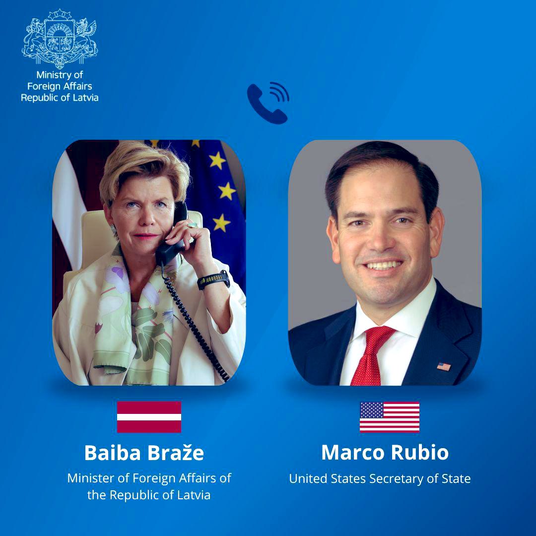 Substantive call with U.S. Secretary of State Marco Rubio. We discussed peace through strength – support for Ukraine, more pressure on Russia, and the need to deepen cooperation in defense and technology. 

🇱🇻🤝🇺🇸 Latvia and the U.S. are strong allies. #WeAreNATO