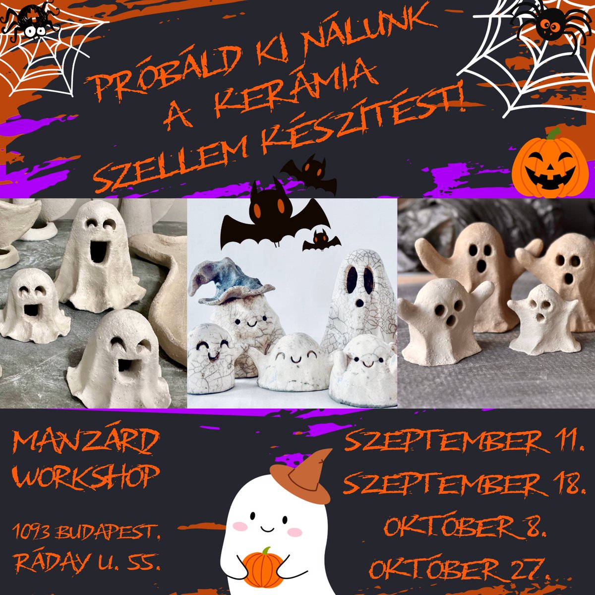 ManzardWorkshop's tweet photo. Gyere a műhelyünkbe csütörtökön kerámia szellemeket készíteni. Részletek: https://t.co/RBF4QsXonR https://t.co/4o6ByvqtMS