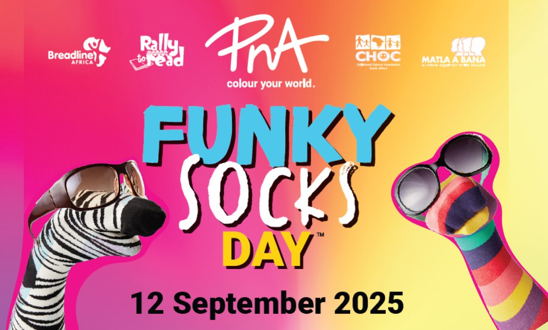 Pippa Hudson (@pjchudson) on Twitter photo As heard on air today - please consider supporting Funky Socks Day 2025.  Buy your sticker for just R10 at any PNA store or online at pna.co.za As heard on air today - please consider supporting Funky Socks Day 2025.  Buy your sticker for just R10 at any PNA store or online at pna.co.za