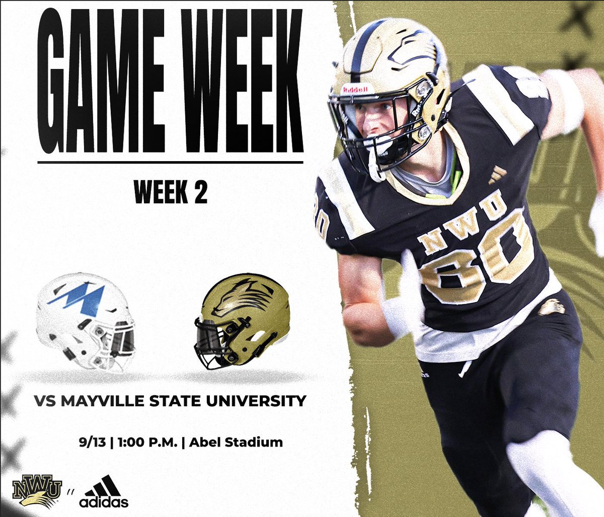 NWUFootball's tweet image. Home Opener 🐺🏠

Your P-Wolves host Mayville State University on Senior Day this Saturday! 

#FAITH
#GAMEWEEK