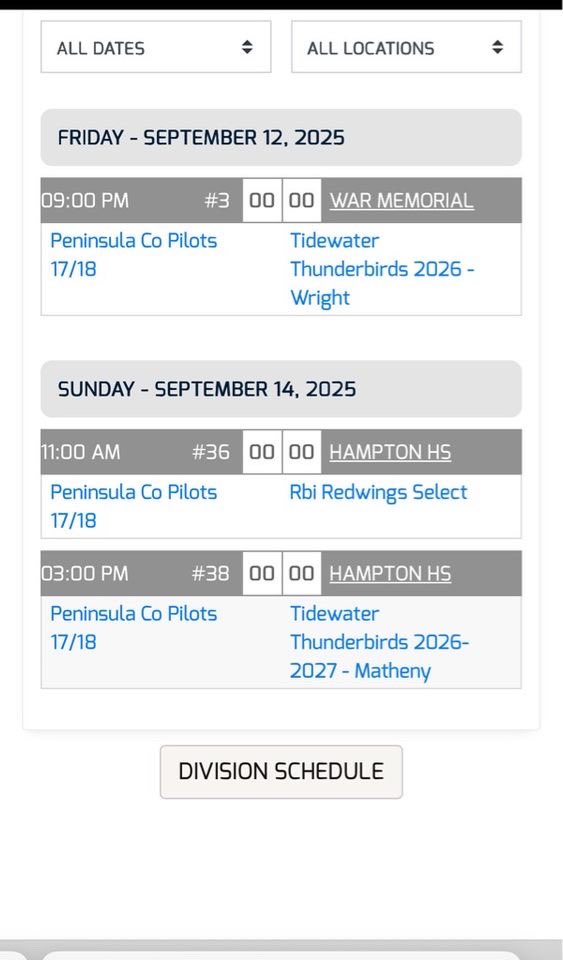 This upcoming weekend’s schedule.