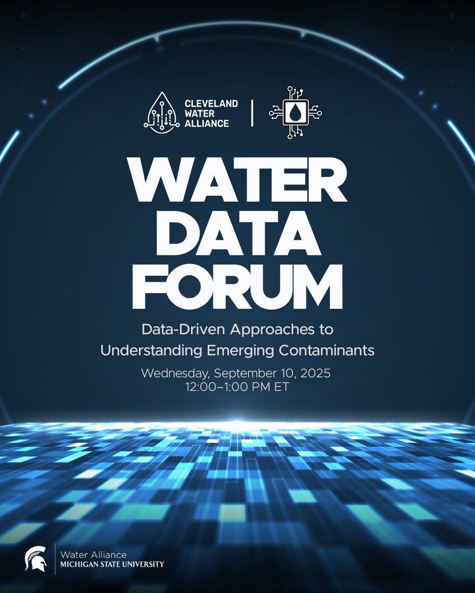 msu_alliance's tweet image. 💧The #WaterDataForum is Sept 10! This free webinar explores data-driven solutions to emerging contaminants like PFAS and microplastics, featuring researchers and practitioners. Presented by @ClevelandWater, @CUAHSI, &amp;amp; @WEForg.
🔗 tinyurl.com/2v9pj3s3 

#MSUWaterAlliance