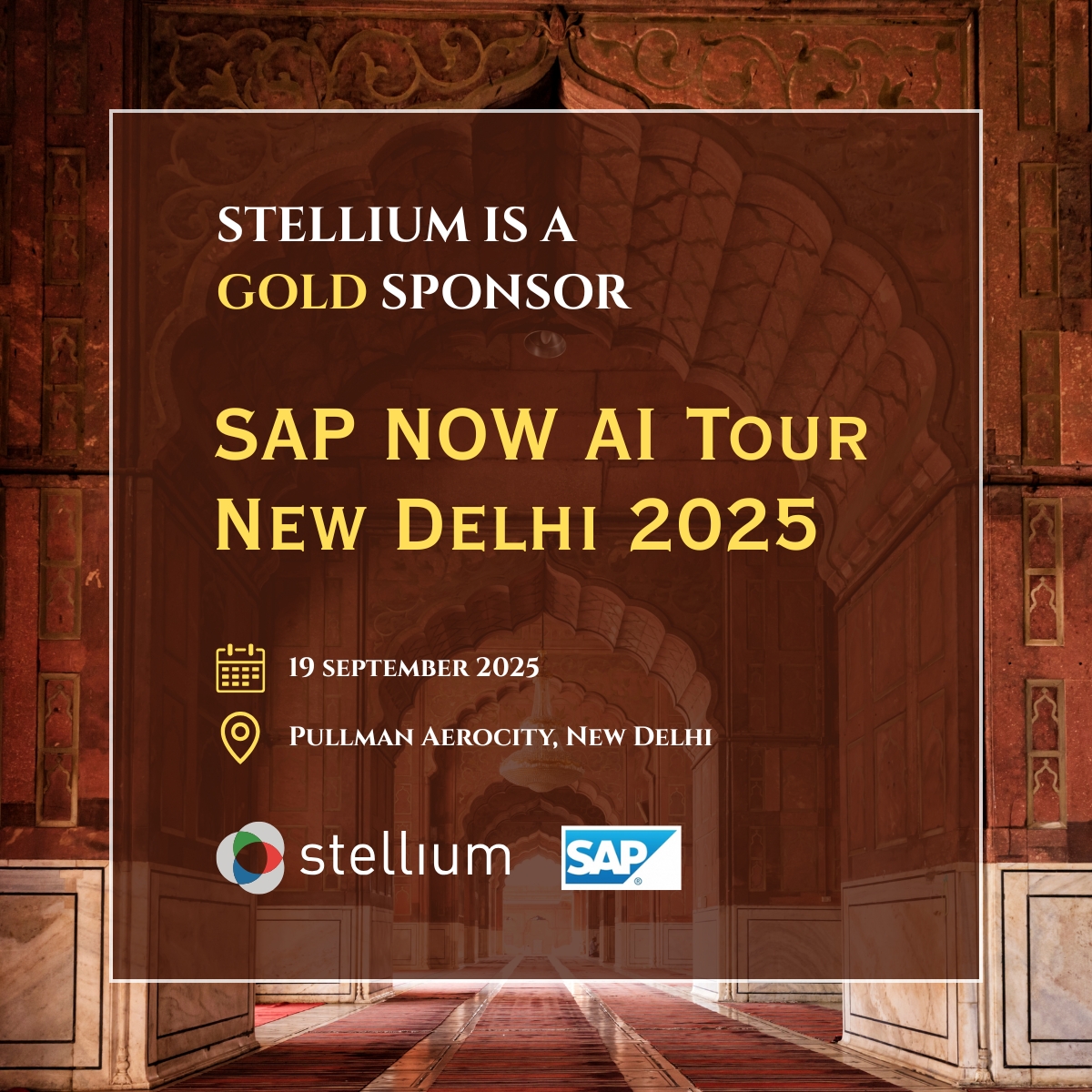 Stelliuminc's tweet photo. We are thrilled to announce that Stellium is a 𝗚𝗼𝗹𝗱 𝗦𝗽𝗼𝗻𝘀𝗼𝗿 at the upcoming 𝗦𝗔𝗣 𝗡𝗢𝗪 𝗔𝗜 𝗧𝗼𝘂𝗿 𝗡𝗲𝘄 𝗗𝗲𝗹𝗵𝗶 𝟮𝟬𝟮𝟱, happening on 𝟭𝟵𝘁𝗵 𝗦𝗲𝗽𝘁𝗲𝗺𝗯𝗲𝗿 𝗮𝘁 𝗣𝘂𝗹𝗹𝗺𝗮𝗻 𝗔𝗲𝗿𝗼𝗰𝗶𝘁𝘆.
Learn more &amp; join us: https://t.co/s1wPODdakA https://t.co/BIE1fyA4EM