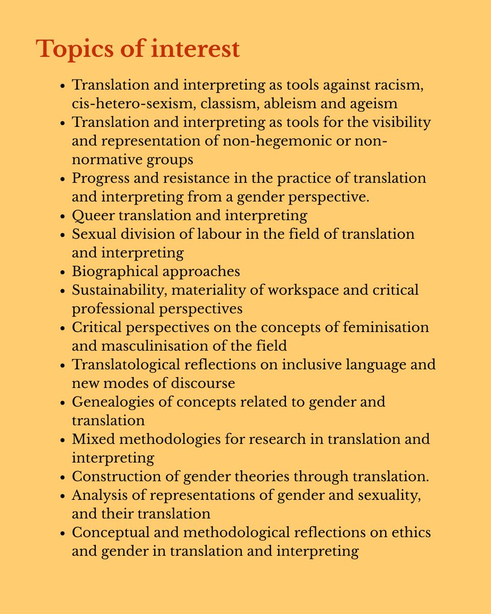 📢 The special issue of 𝘔𝘰𝘯𝘛𝘐 on gender translation studies (traductologías del género) is open for submissions!
🗓️ 𝗗𝗲𝗮𝗱𝗹𝗶𝗻𝗲 𝗳𝗼𝗿 𝗳𝘂𝗹𝗹 𝗺𝗮𝗻𝘂𝘀𝗰𝗿𝗶𝗽𝘁𝘀: May 31, 2026
📅 𝗣𝘂𝗯𝗹𝗶𝗰𝗮𝘁𝗶𝗼𝗻 𝗱𝗮𝘁𝗲: May 2027
🔗 𝗙𝘂𝗹𝗹 𝗖𝗳𝗣: tinyurl.com/3ymwd5mt