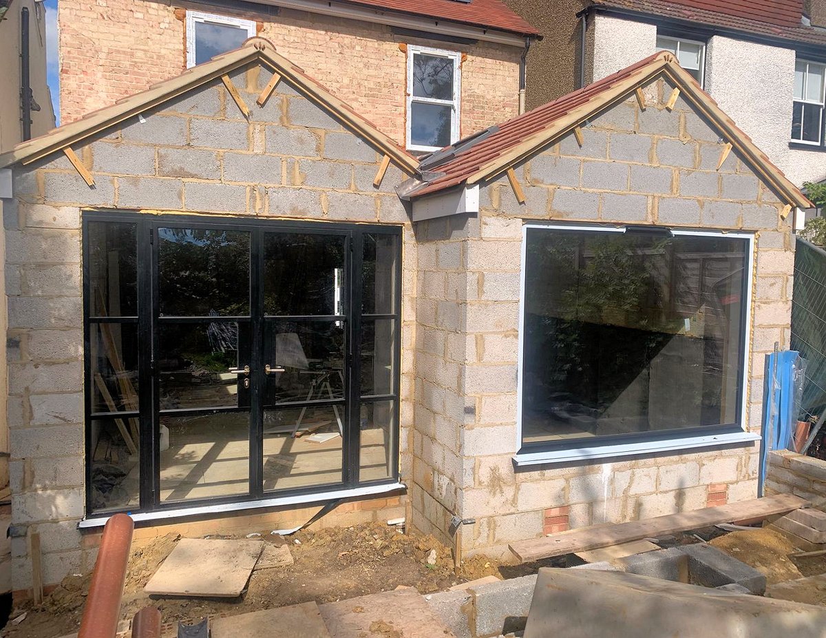 #Frenchdoors #aworkinprogress 🤩
Lovely SOHO French doors in black aluminium from <a href="/Originbifolds/">Origin Global</a> plus a full picture window to this #houseextension - we can't wait to see the finished result! #HomeImprovement
#Aluminiumwindows #aluminiumdoors #EnergyEfficient #lookinggood