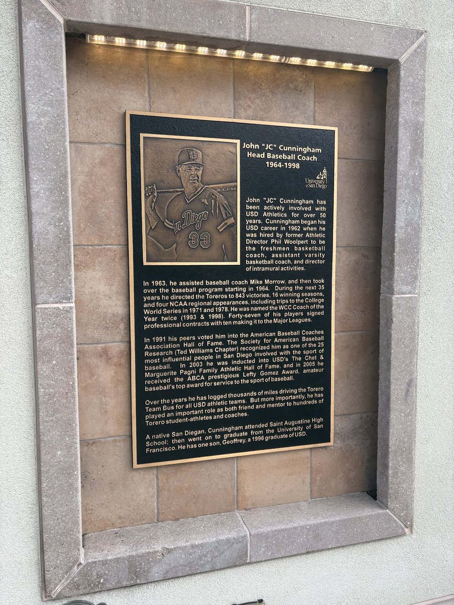 We are deeply saddened by the passing of Torero Legend, Coach John Cunningham. JC laid the foundation of ⁦<a href="/USDbaseball/">San Diego Baseball</a>⁩ and built a legacy that will forever live on at Fowler Park and in the hearts of all ⁦⁦<a href="/USDToreros/">San Diego Toreros</a>⁩ Rest in peace, Coach.