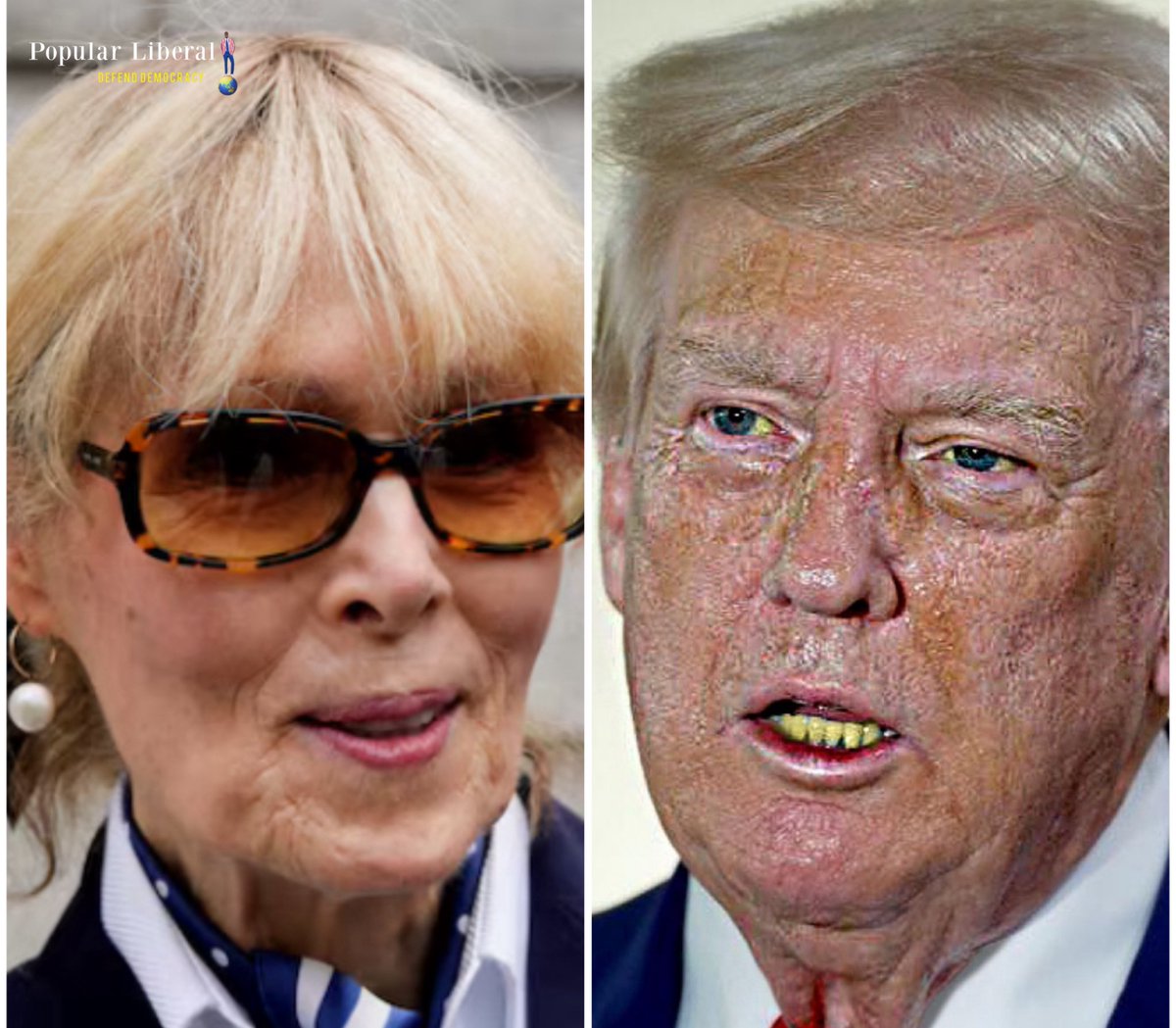 PopularLiberal's tweet photo. NEW UPDATE: Appeals Court UPHOLDS E. Jean Carroll's $83M JUDGMENT against Trump! Judges SLAM his claim that SCOTUS immunity shields him from defaming the writer who accused him of assault. No escape for the lies—justice served! IT WAS RAPE https://t.co/SxywHzKGVI