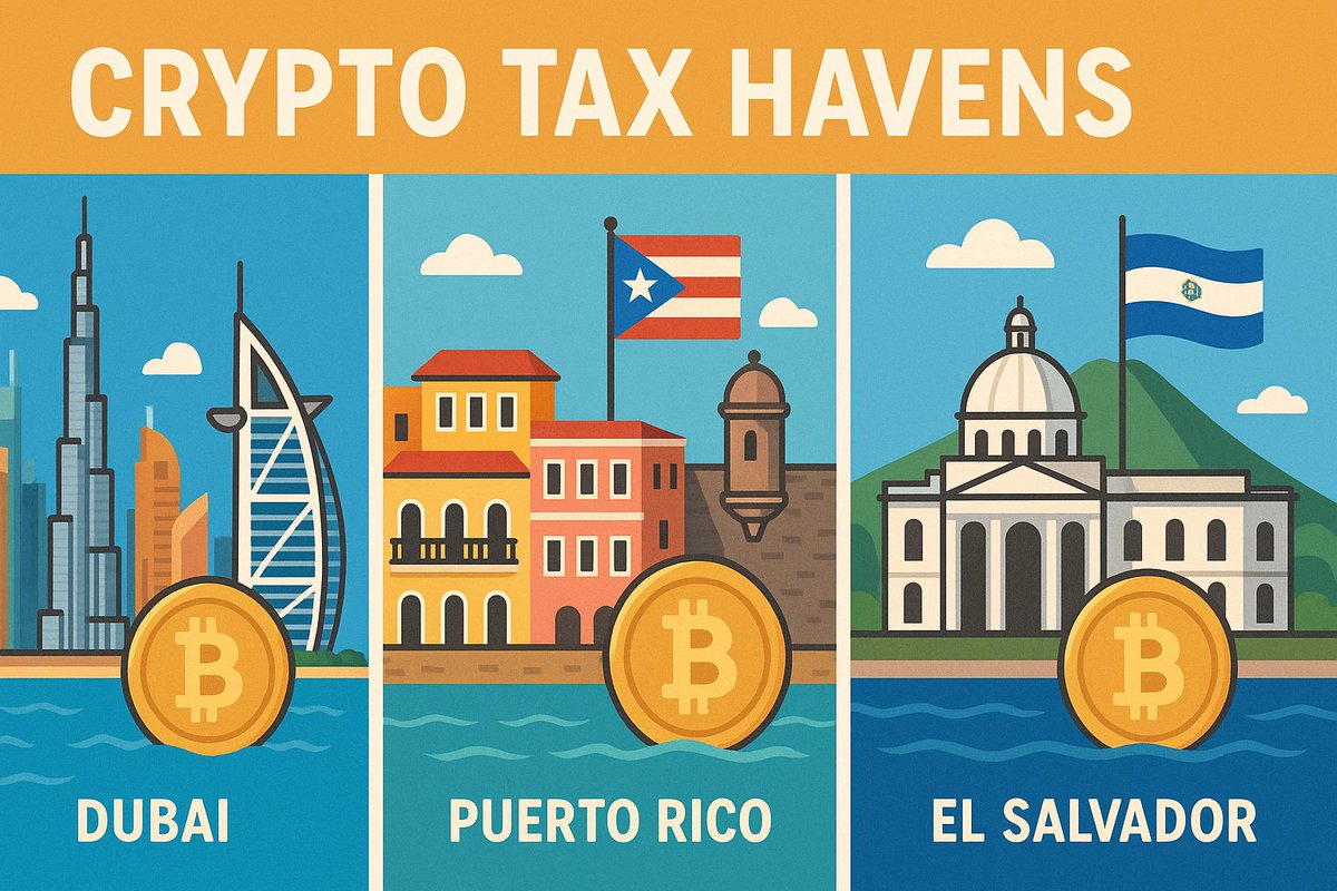 Strategy #2 - Some places don’t tax crypto profits at all:

🇦🇪 Dubai – 0% income and capital gains tax.
🇵🇷 Puerto Rico – 0% on local crypto gains (if you qualify as a resident).
🇸🇻 El Salvador – Bitcoin is legal tender, no capital gains tax.

To benefit, you need real residency: