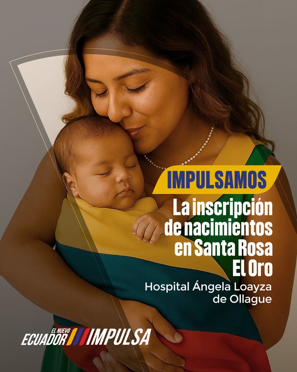 RCivil_Zona7's tweet photo. 👩‍🍼Inscribir a tu bebé no tiene que esperar.
📍Las Agencias del Registro Civil están donde nace tu bebé: en el hospital público de Santa Rosa, #ElOro.
Un nombre, una identidad, un comienzo con derechos.
#MiHistoriaEmpiezaAquí 
#ElNuevoEcuadorImpulsa https://t.co/vy8vnZjMaC