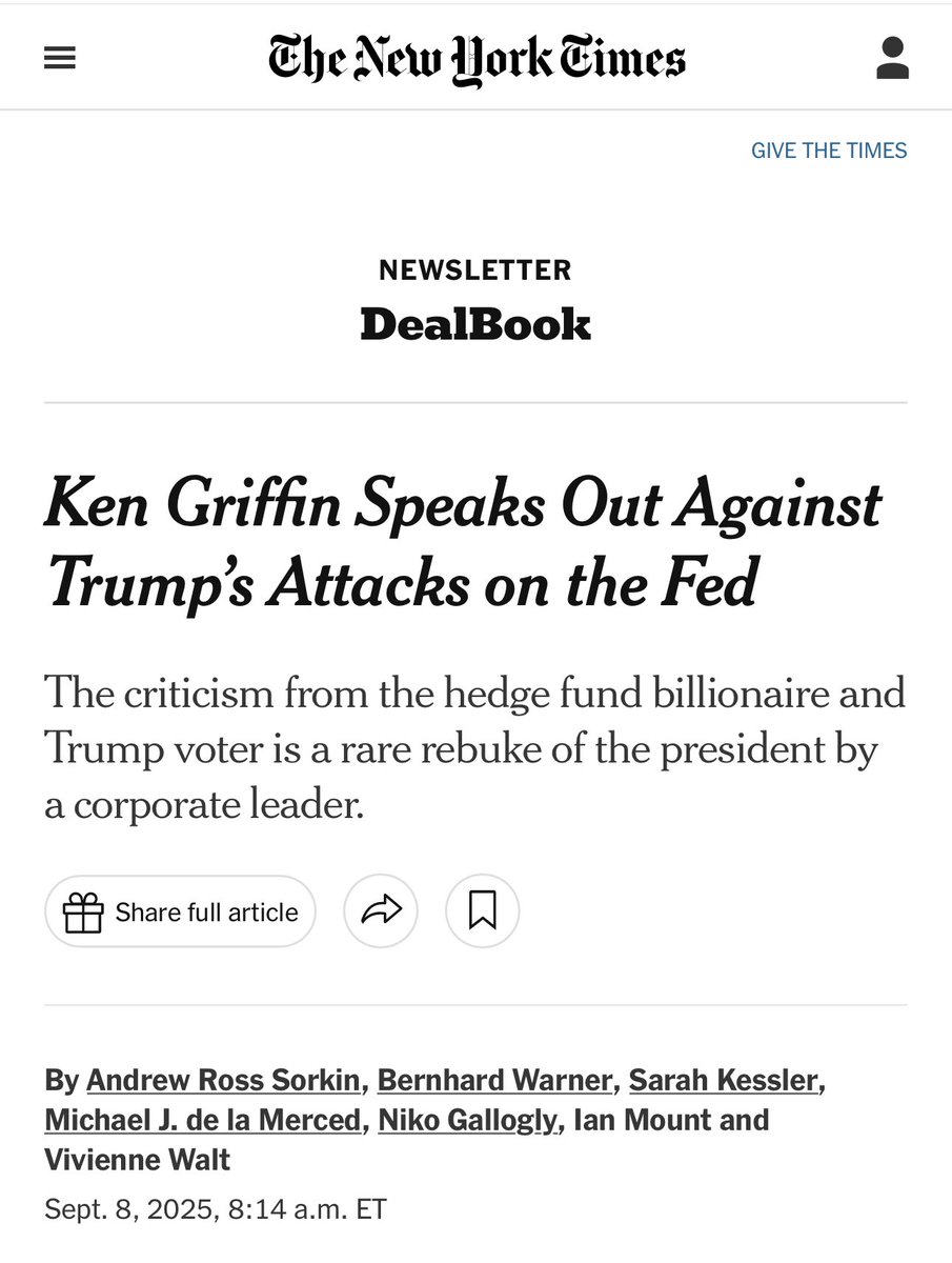 kshaughnessy2's tweet image. &quot;Ken Griffin Speaks Out Against Trump’s Attacks on the Fed&quot;

A bold move if someone has lots of unsettled trades.