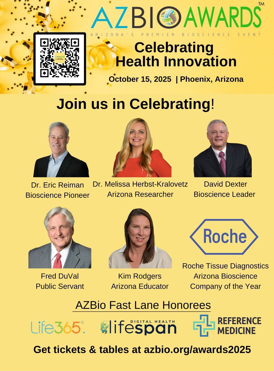 Join me at 2025's biggest celebration of health innovation, the AZBio Awards. Connect with Arizona's Bioscience Community. You'll be glad you did! azbio.org/awards2025
