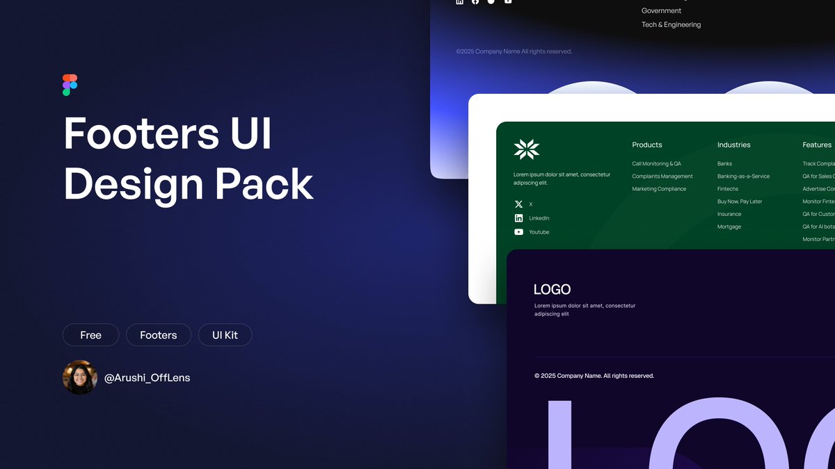 Arushi_OffLens's tweet image. Had many designers ask me about how I create my Footers ✨ 

So I’m offering a Figma file featuring 10 stunning, fully editable Footers absolutely FREE for the next 48 hours.  

We uniquely design each Footer from scratch. Just comment &quot;Footer&quot; below and I&apos;ll send it your way!…