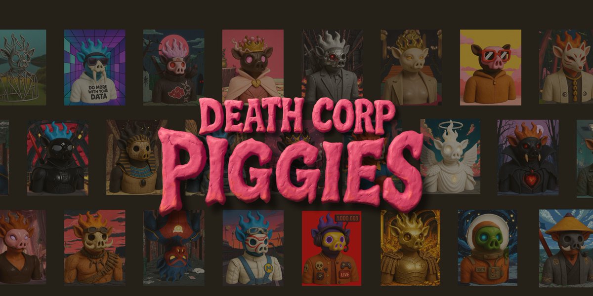 KairoGuard's tweet photo. 🐷✨ Introducing Death Corp Piggies

3,333 unique clay-styled NFTs for the LegacyLink ecosystem.

A utility-driven collection building IP potential across games, comics, and more, educating and entertaining crowds about personal finances and what comes after we pass on.

(1/8) https://t.co/cYk6xZSIgT