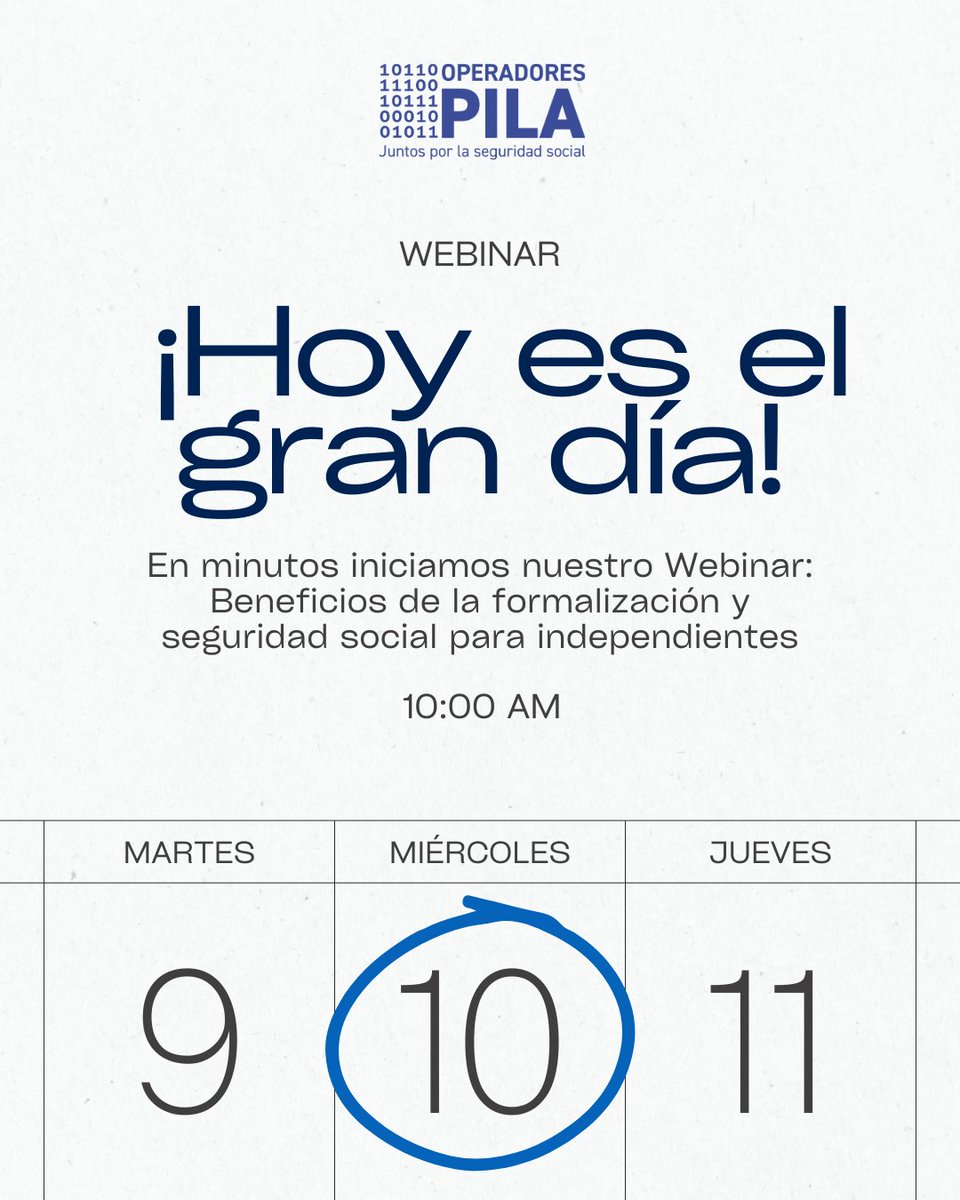 ⏰ Hoy a las 10:00 a. m.: En vivo GRATIS sobre formalización y PILA.
No te lo pierdas →
Regístrate: forms.gle/8b9FC32mrpkJJg…
Únete: youtube.com/live/CRIzGpD-i…
#OperadoresPILA