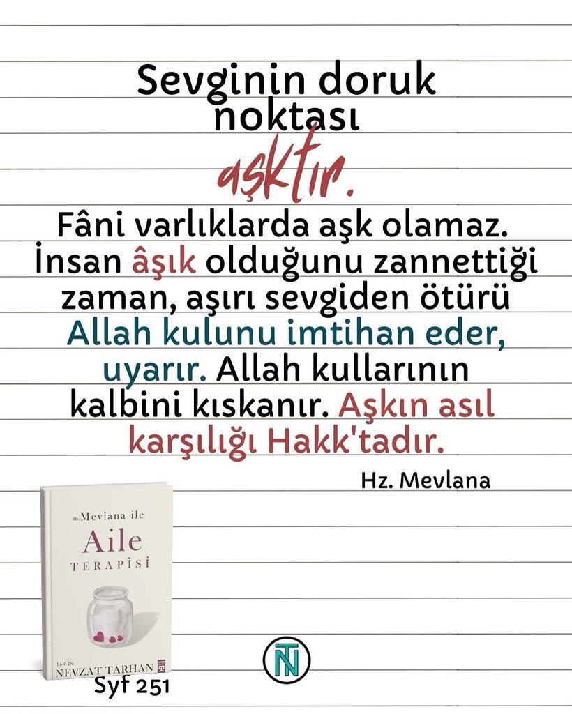 Fânî varlıklara bağlanmak geçicidir, kalbin huzuru ve doyumu ancak Hak aşkıyla mümkündür. 

#Mevlana #AileTerapisi #Tasavvuf #Sevgi #Hak #NevzatTarhan