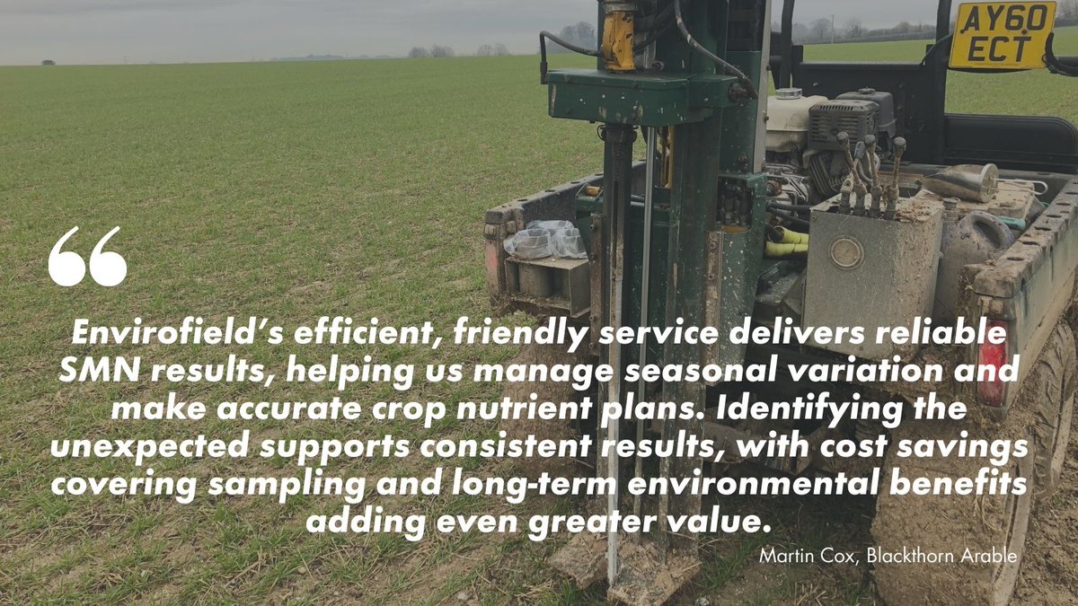 🌾 Getting N right is critical - for crops, your costs &amp; the environment

Our SMN tests show what’s available at the time of sampling &amp; later via organic matter mineralisation

📞 Will: 07780 662440 ✉️ n-min@envirofield.co.uk
 Order yours 👉 hillcourtresearch.co.uk/soil-nitrogen-…

<a href="/EnvirofieldL/">Envirofield Ltd</a>