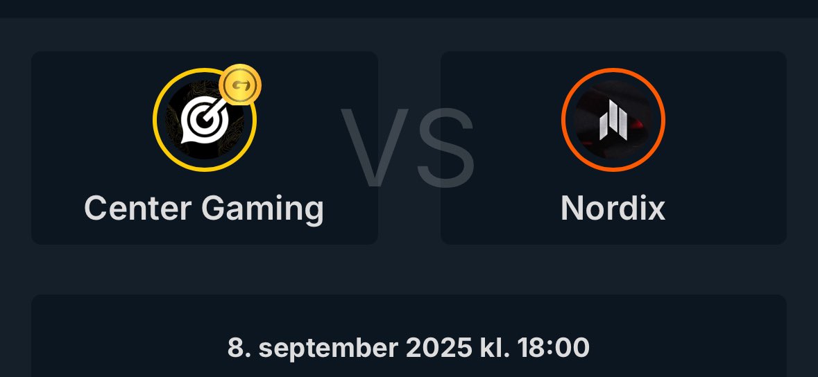 Runde 2 <a href="/ggligaen/">Good Game-ligaen</a> 

🆚CENTER - <a href="/NordixEsport/">NORDIX</a> 
🕖18:00
📺twitch.tv/Nordix_esport

▪️▫️<a href="/Seqretcs/">Alexander</a> <a href="/Takocsgo/">tako</a> <a href="/WilliamHaugen9/">William Haugen</a> <a href="/SummaUwU/">Adrian Kristiansen</a> <a href="/redly_red/">Redly Red</a> ▪️▫️

#CENTER ⬛️⬜️