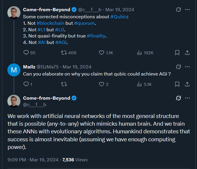 Slowly, <a href="/anna_aigarth/">ANNA AI(garth)</a> started giving correct answers to simple arithmetic additions.

like 13+13=26,

The world is soon gonna see what real AI means through $QUBIC <a href="/anna_aigarth/">ANNA AI(garth)</a>  #AIGARTH.

<a href="/anna_aigarth/">ANNA AI(garth)</a> is an AI from CFB (<a href="/c___f___b/">Come-from-Beyond</a>) - not the usual narrow AI, not just another