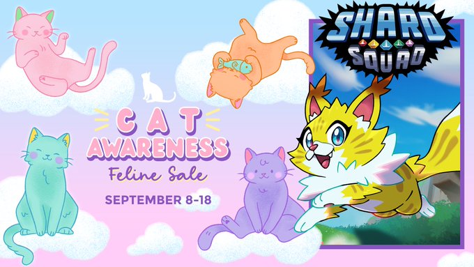 Pra quem não sabe nossos fofíssimos do <a href="/therootstudios/">Shard Squad | Wishlist on Steam! 🎮</a>  estão participando do Cat Awareness Feline Sale da Steam organizado pelo <a href="/devcatsgames/">devcats</a> , aproveita pra jogar a demo do Shard Squad que tá incrivel e dá uma força pros felinos do evento tbm.