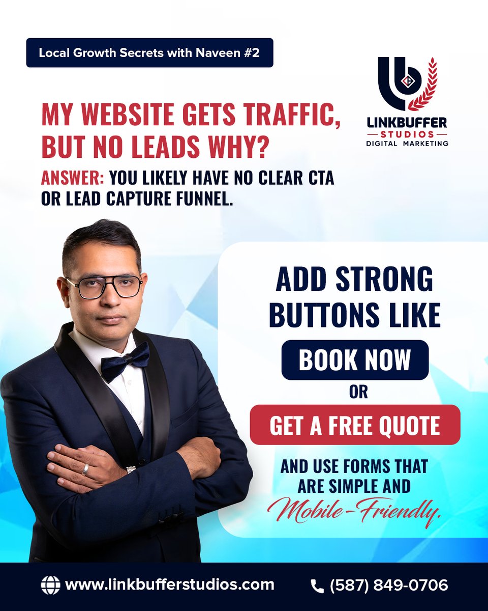 linkbuffer's tweet image. Stop losing leads and start winning customers.
With Linkbuffer Studios, we turn your traffic into sales-ready conversions.
📩 DM us or 📞 (587) 849-0706 or visit linkbufferstudios.com to get started today!
#LinkbufferStudios #digitalmarketingagency #Edmonton #Alberta #Website