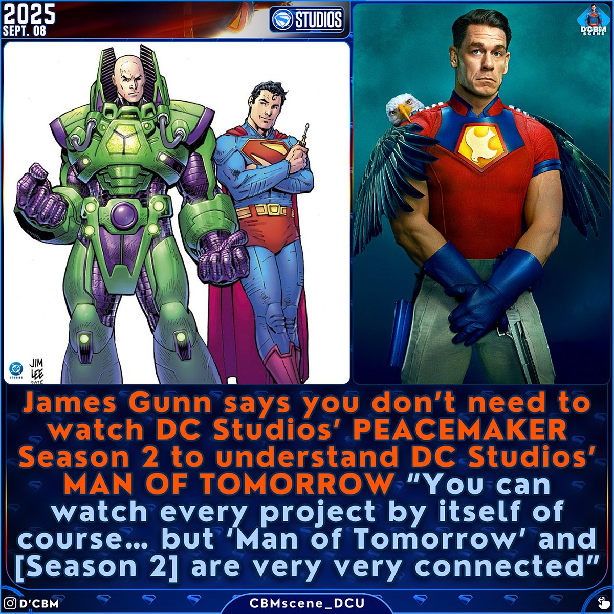 CBM SCENE (@mcuscene) on Twitter photo James Gunn says you don’t need to watch DC Studios’ PEACEMAKER Season 2 to understand DC Studios’ MAN OF TOMORROW James Gunn says you don’t need to watch DC Studios’ PEACEMAKER Season 2 to understand DC Studios’ MAN OF TOMORROW