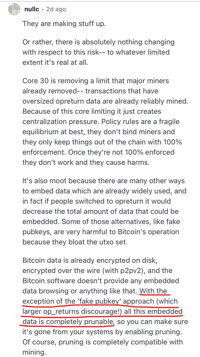 The veracity of the claim "Bitcoin Stamps are unpruneable" is sometimes called into question. Well here is Greg Maxwell (who understands Bitcoin better than almost anyone) remarking that the method by which Stamps are minted (unlike Ordinals) CANNOT be pruned. Thank you for your