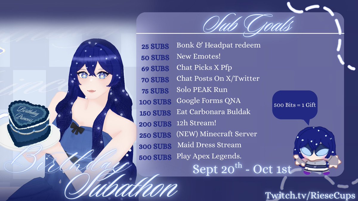 ✨✮{ BIRTHDAY SUBATHON }✮✨
Happy birthday to meeeeee!!~ Another year younger and taller hehehe🍰

🗓️September 20th, 2025 - October 1st, 2025
 🕗8 PM (GMT+8)