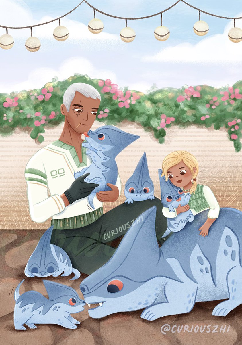 #TheBadBatch ft. SPACE PUPPIES! 🩵🐾 So happy I can finally share this fun piece I drew for <a href="/PabuDaysZine/">Pabu Days: A Bad Batch Zine</a> over a year ago! I wanted to draw a cute happy scene with Omega, Crosshair &amp; Batcher (so let’s just pretend the space biology makes sense, k? 😅) #curiouszhidraws