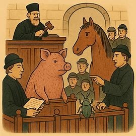 In_Nomine_'s tweet photo. En la Edad Media, los animales podían ser juzgados en tribunales: había cerdos, caballos e incluso insectos que eran procesados y castigados. https://t.co/VKHUpOgZfK