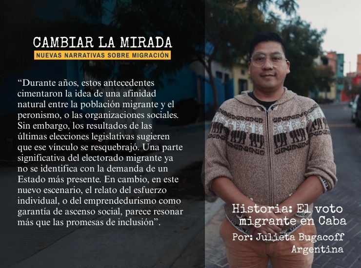 OACNUDH (@oacnudh) on Twitter photo Te invitamos a leer la 5ta historia de una serie de 13 artículos de periodistas que desafían la narrativa sobre migración.
👉🏾bit.ly/46BCiDn
Hoy: "El voto migrante en CABA" de <a href="/J_Bugacoff/">Julieta Bugacoff</a> para <a href="/PanamaRevista/">Panamá Revista</a>
Con el apoyo de <a href="/SwedeninCOL/">Sweden in Colombia</a> <a href="/kmetell/">Karin Metell Cueva</a> <a href="/DLatitudes/">Distintas Latitudes</a> <a href="/Factual_MX/">Factual_</a> Te invitamos a leer la 5ta historia de una serie de 13 artículos de periodistas que desafían la narrativa sobre migración.
👉🏾bit.ly/46BCiDn
Hoy: "El voto migrante en CABA" de <a href="/J_Bugacoff/">Julieta Bugacoff</a> para <a href="/PanamaRevista/">Panamá Revista</a>
Con el apoyo de <a href="/SwedeninCOL/">Sweden in Colombia</a> <a href="/kmetell/">Karin Metell Cueva</a> <a href="/DLatitudes/">Distintas Latitudes</a> <a href="/Factual_MX/">Factual_</a>