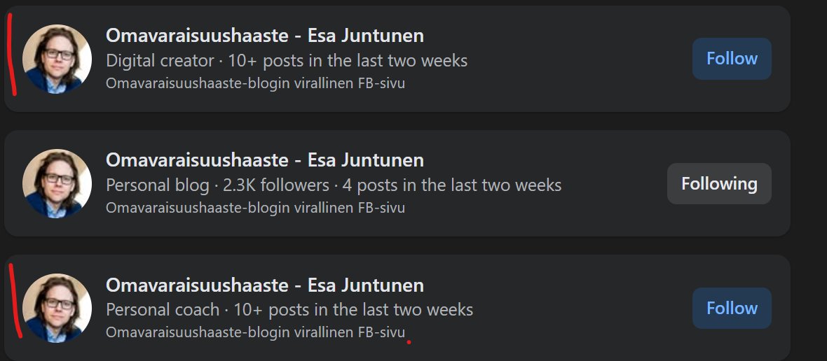 HUOM! Profiilistani on tehty feikkiprofiileja, joilla pyritään kaupitella feikkisijoituskursseja eri someissa. Raportoikaa kaikki feikkitilit. Kaikki osaamiseni tulee jatkossakin olemaan jaossa ilmaiseksi kirjaston ja internetin kautta. Nyt, huomenna ja 50 vuoden päästä.