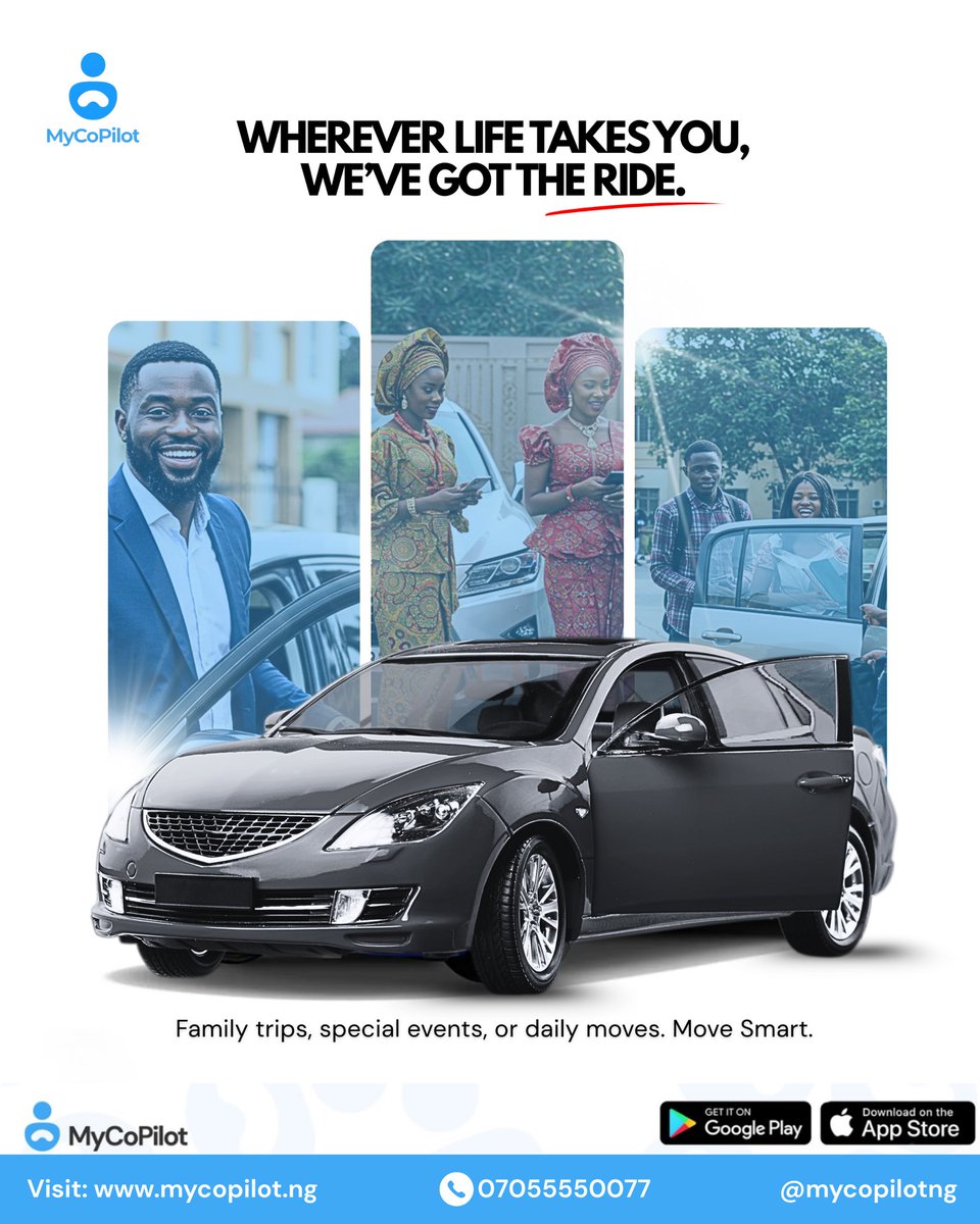 mycopilotng's tweet photo. BREAKING NEWS!!! 🚨

Monday rides in Lagos don’t have to drain your wallet 🚦

With MyCoPilot Ride Sharing, you can move across the city for as low as ₦1000.
Share the ride. Split the cost. Cut out the stress.

👉 Would you try it if it meant saving half your transport cost?

#BreakingNews #RideSharing #LagosTraffic #AffordableRides #MyCoPilot