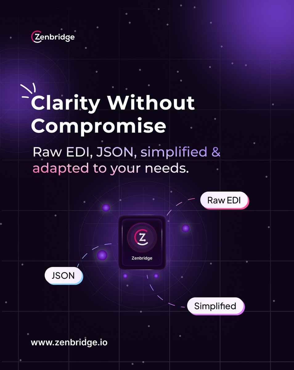 Zenbridgeio's tweet image. Stay compliant, efficient, and in control.
With Zenbridge, view transactions your way - Raw EDI for precision, JSON for flexibility, or simplified formats for quick insights.
zenbridge.io 👉Schedule a demo & Experience EDI clarity Zenbridge today.
#edi #apisolutions
