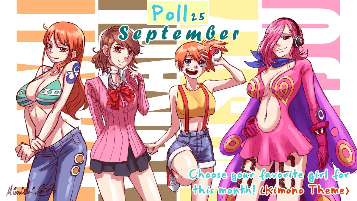The September Poll is now available on my patreon!
Choose your girl favorite for this mounth! (kimono Theme 👘)
Nami🧡
Yukari Takeba🤎
Misty💙
Reiju🩷
All✨✨
"Ends on September 10" …
patreon.com/posts/septembe…