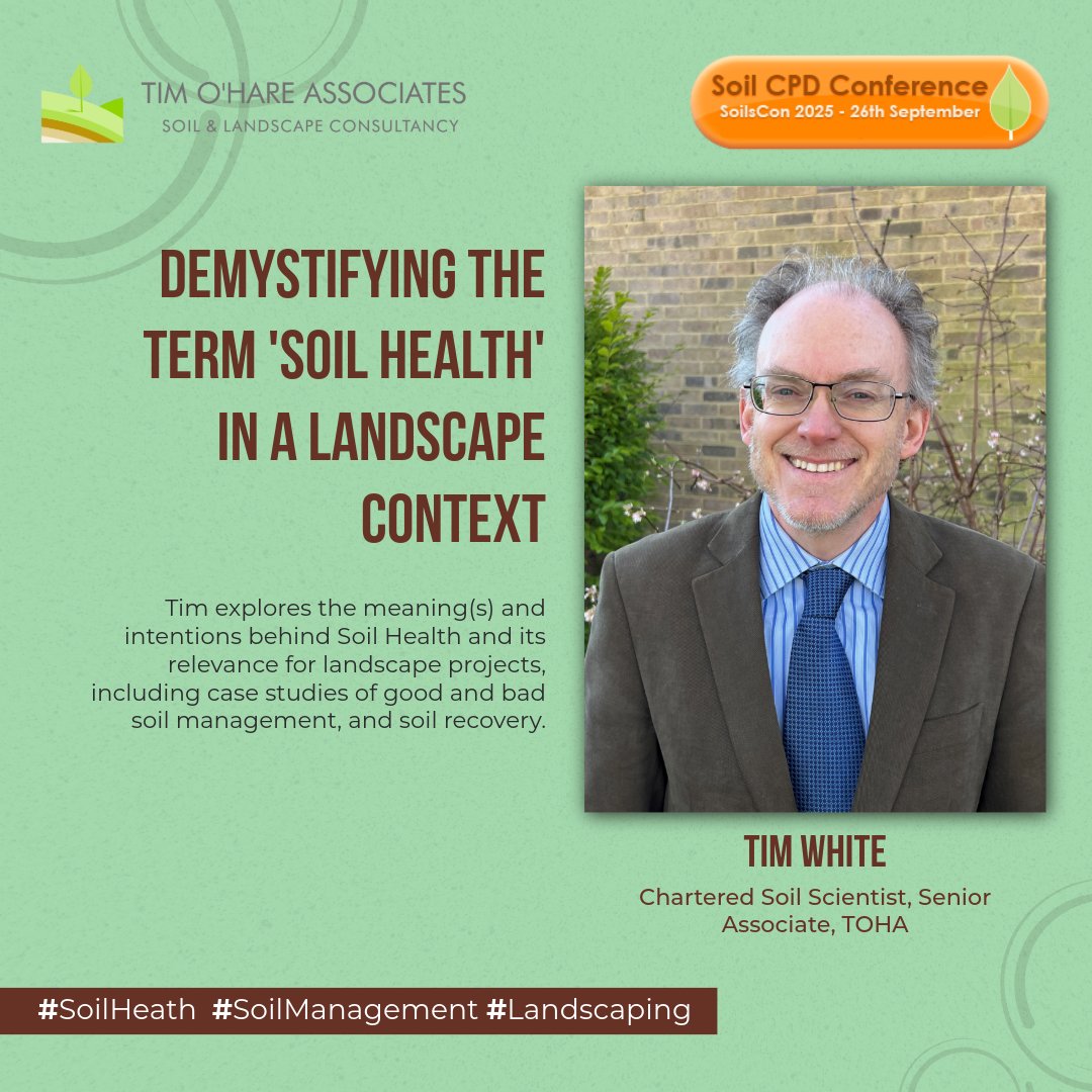 At SoilsCon 2025, Tim White unpacks what “soil health” really means for landscape projects. Through case studies, he’ll show how soil management and recovery can shape sustainable landscapes.

📅 26 Sept | Henley-on-Thames
🔗 toha.co.uk/soilscon-2025/