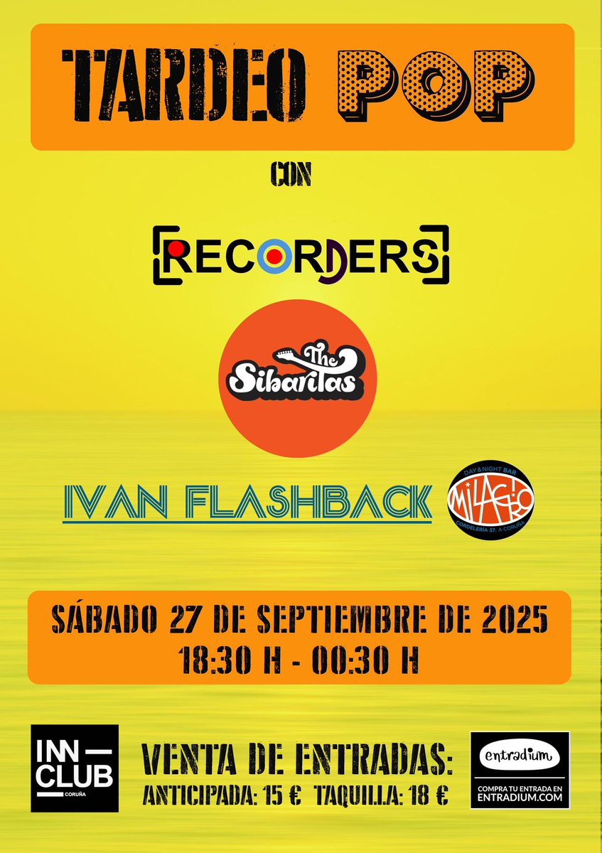 NachoLouro's tweet image. 📅 27 de septiembre. 
🕣 Desde las 18:30h hasta las 00:30h
🚩 En la sala #InnClub - Los Cantones Village - A Coruña 
🎟 Compra de entradas en: entradium.com/events/tardeo-…