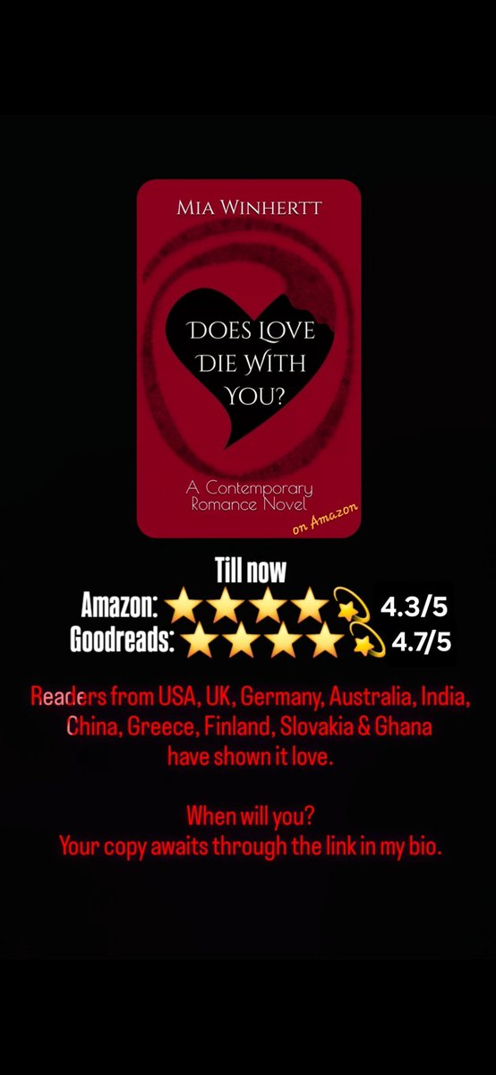 miawinhertt's tweet image. DOES LOVE DIE WITH YOU?
by Mia Winhertt
Your Paperback or eBook copy awaits through the link on my profile for free sampling & buying!