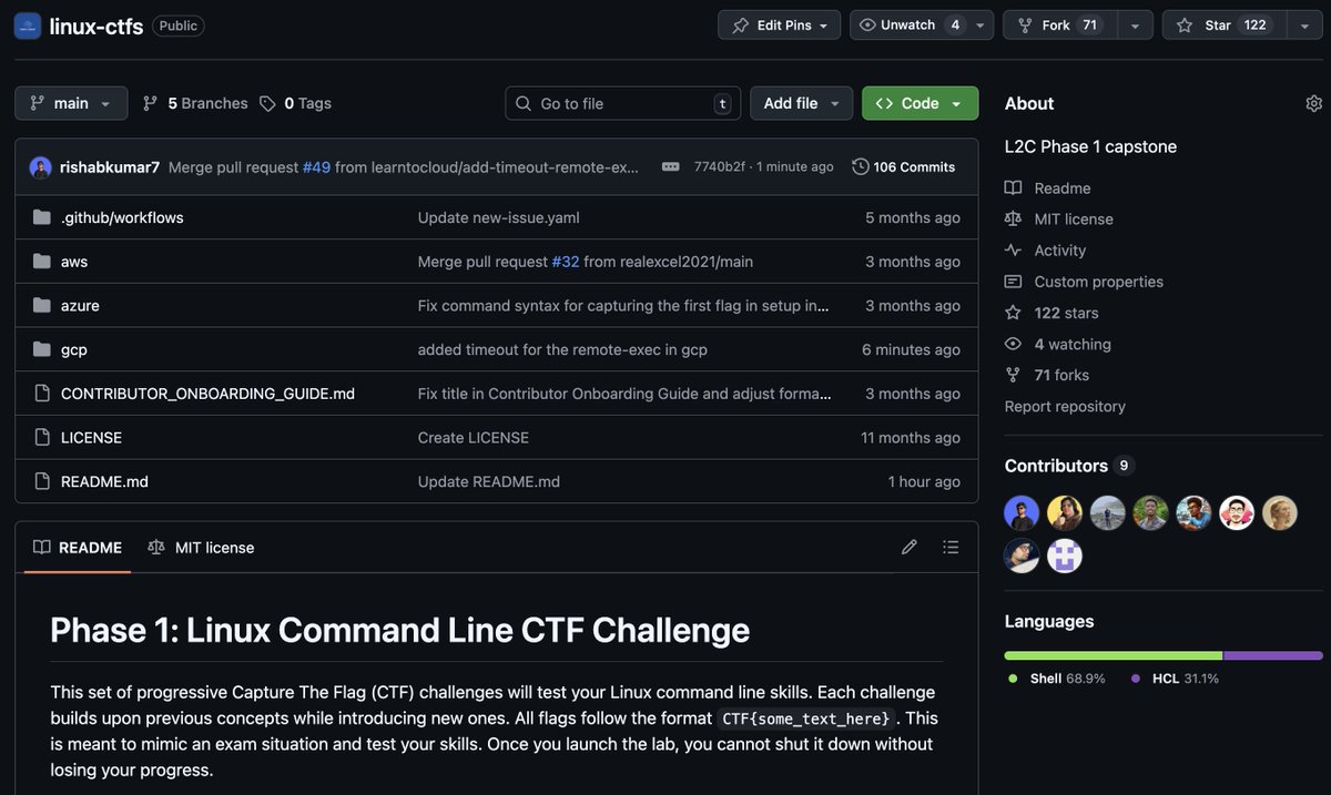 One of the big wins this year for me was <a href="/learntocloud/">learntocloud (L2C)</a> linux-cts! The idea was to teach people linux, hands-on way. 

<a href="/madebygps/">Gwyneth Peña-Siguenza</a> took it further with the verify cli functionality to make it more lab like/challenge to capture and submit the flags.

and GCP support is back!