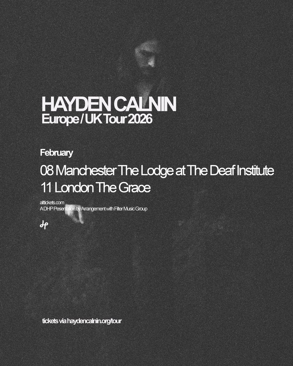 NEW/ Australian singer-songwriter and producer, @haydencalnin brings his cinematic folk and atmospheric indie soundscapes to <a href="/DeafInstitute/">The Deaf Institute</a> and <a href="/thegraceldn/">The Grace</a> in February!

Tickets go on sale this Friday at 9am, set a reminder: tinyurl.com/2cv7x5s6