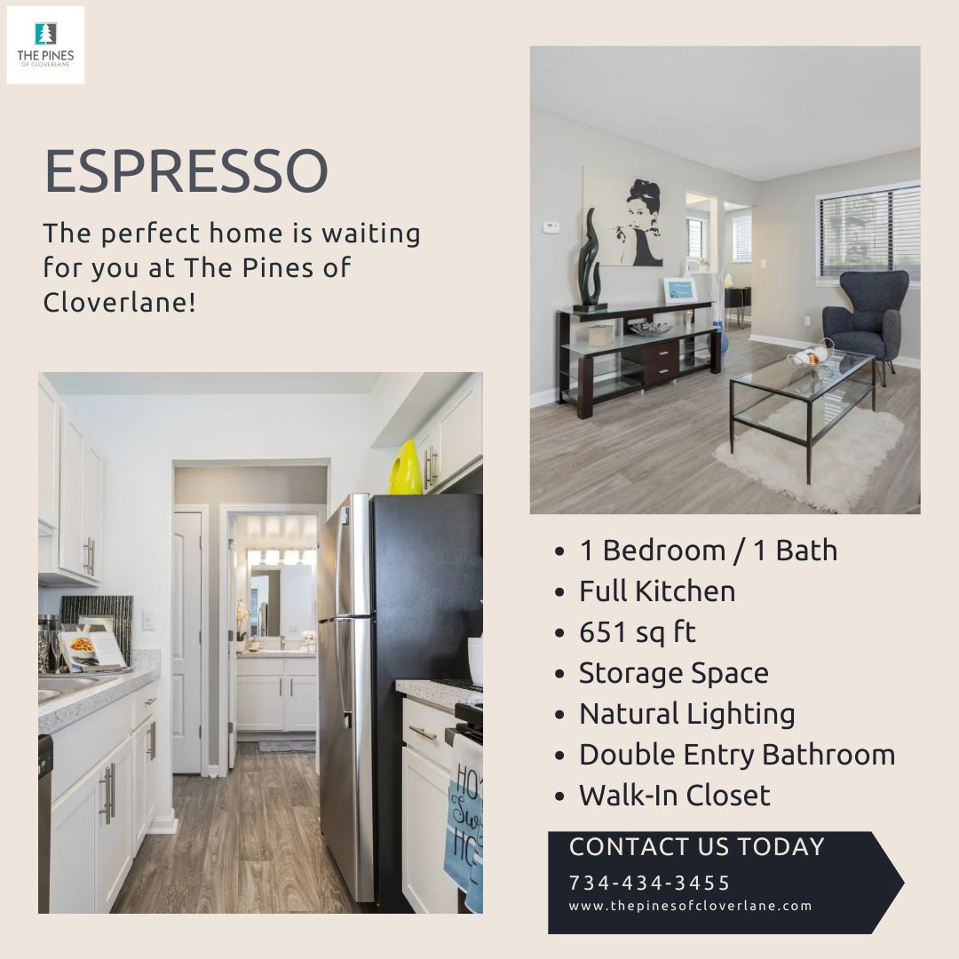 ThePines_Apts's tweet image. Are you looking for the perfect place to call home? Look no further! The Pines of Cloverlane has a beautiful Espresso one bedroom available for immediate and future move in. Inquire today! #forrent #petfriendly #renovated #apartment #ypsilanti #pool #fitnesscenter #onebedroom