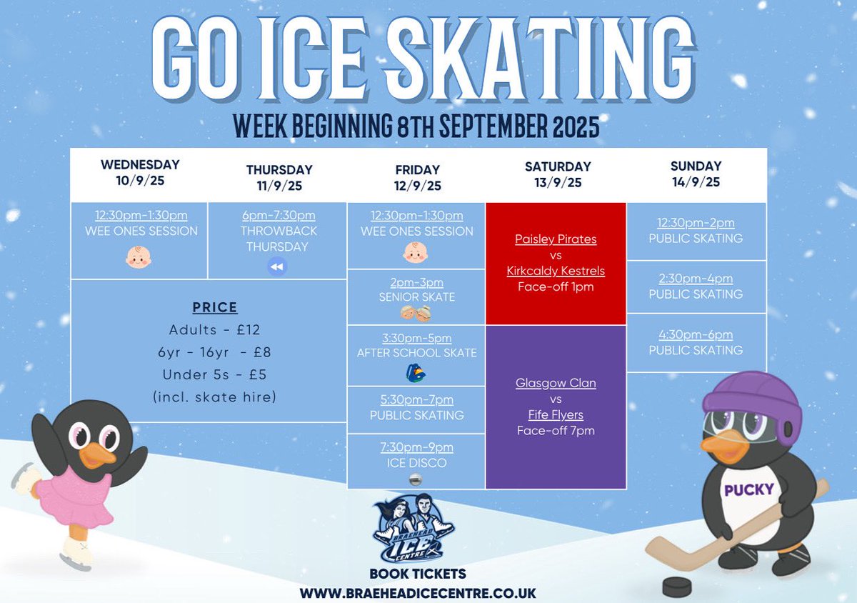 ❄️⛸️ 𝑮𝒐 𝑰𝒄𝒆 𝑺𝒌𝒂𝒕𝒊𝒏𝒈 𝒂𝒕 𝑩𝒓𝒂𝒆𝒉𝒆𝒂𝒅 𝑰𝒄𝒆 𝑪𝒆𝒏𝒕𝒓𝒆 ⛸️❄️

From Wee Ones sessions and Throwback Thursdays, to Senior Skates, Ice Discos and Public Skating—there’s plenty of sessions for everyone to enjoy 🩵

🥅 Don’t miss the hockey action this Saturday! 🏒