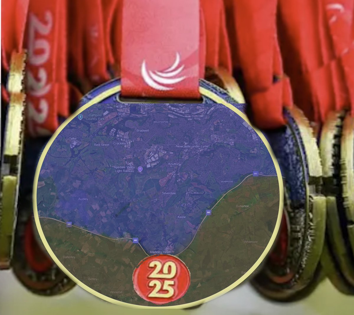 I can now reveal that an earlier draft of the <a href="/Great_Run/">Great Run</a> medal had it as Newcastle-Under-Lyme and the river was actually the M6 motorway. 🤣🤣🤣
It was still a magnificent event and the medal is awesome! See you next year for my lucky number 13!
#GreatNorthRun
