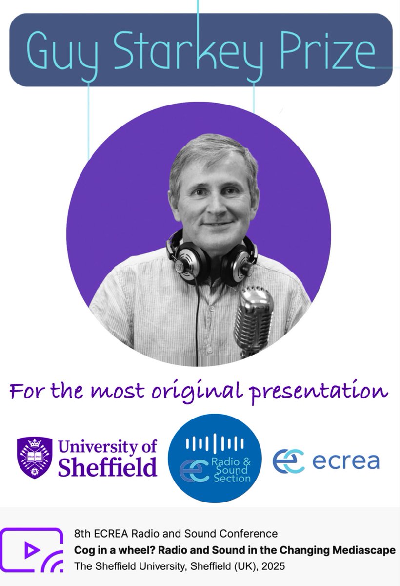 🗳️ Reminder: Vote for the Guy Starkey Prize for the Most Original Presentation at #ECREA #RadioAndSound! 🎙️✨
Support creativity and innovation in sound research. 💡