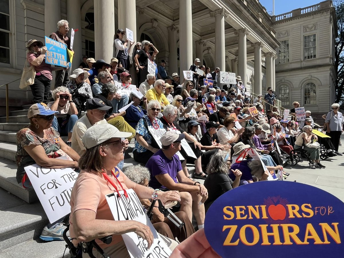 Last week, "Seniors for Zohran" organized a rally at City Hall.

Nearly 60% of NYC elders have no retirement income and more than a quarter million live in poverty. 

This is an intergenerational campaign to deliver a city where everyone can live a dignified life, at any age.