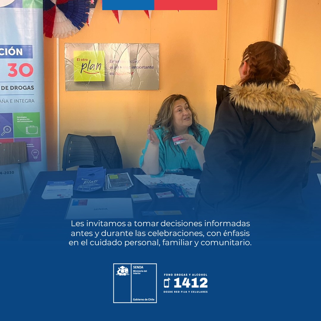 Se acercan las Fiestas Patrias y estaremos junto a ti celebrando con responsabilidad.

En este 18, #ElOtroPlan es cuidarse.
#gobiernoenterreno
#sendaesprevención