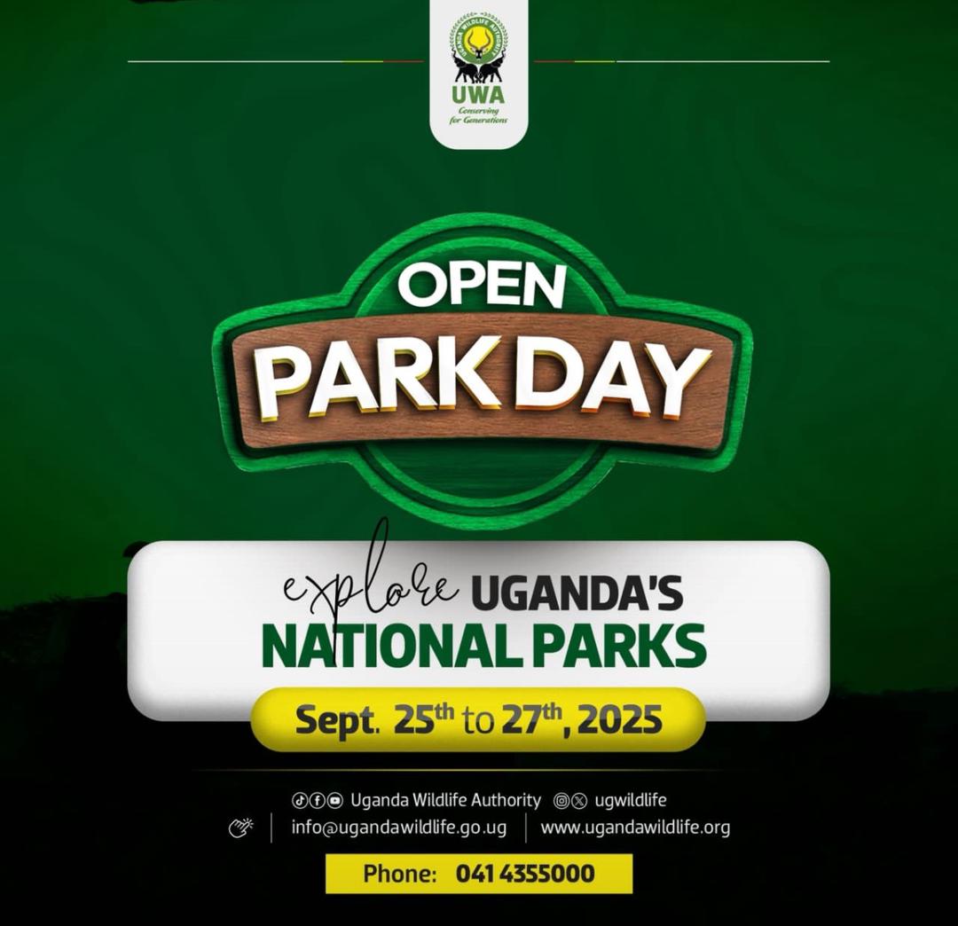 Mark your calendars enjoy and  explore Ugandas beauty! 
From september 25th to27th 
#OpenParkDay2025
#ExploresUgandasNationalParks
#ExploreUgandaThePearlOfAfrica